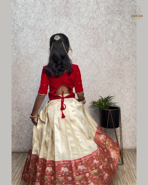 Ruby Zari Kids Top & Golden Skirt Set