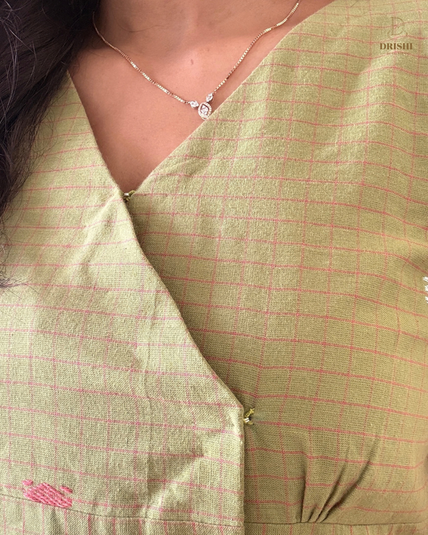 Olive Weave Wrap Top