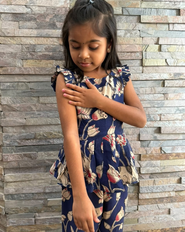 Navy Floral Kids Co-Ord Set