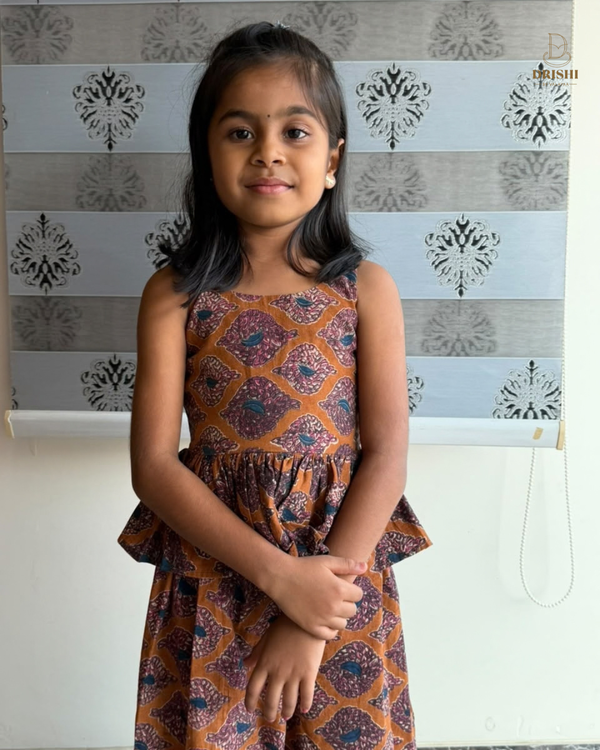 Rust Bloom Printed Peplum Dress