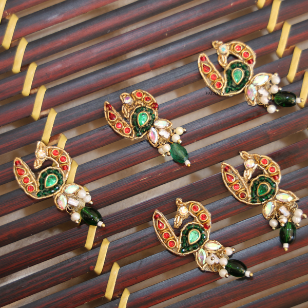 Coral Peacock Bridal U-Pin
