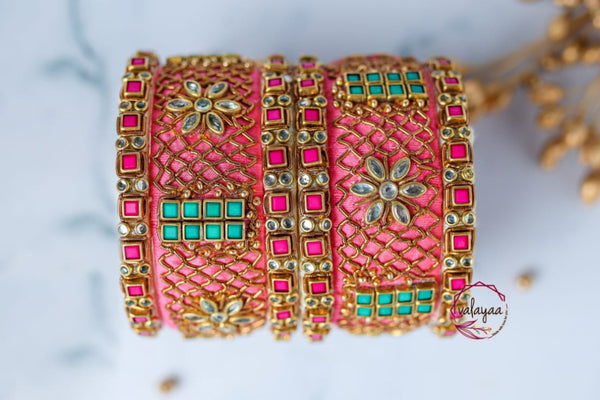Traditional Stone & Beads Pressed Bangle