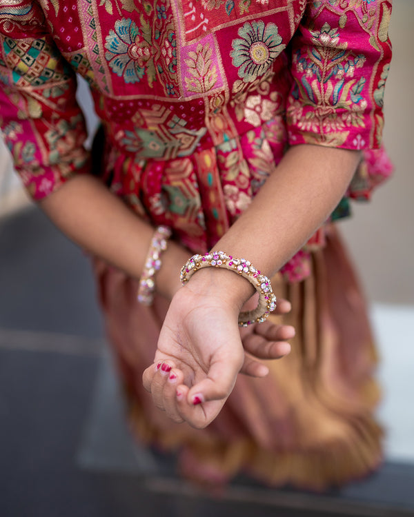 Bandhini silk top and tissue skirt