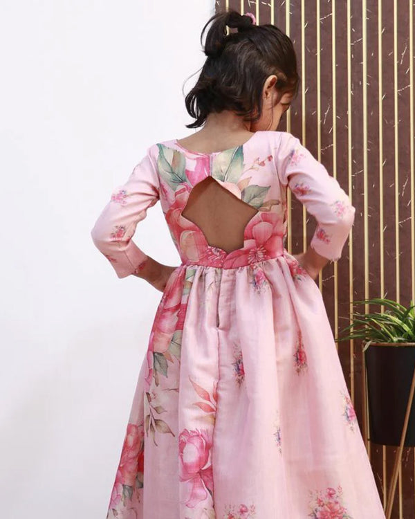 Baby pink tissue floral gown