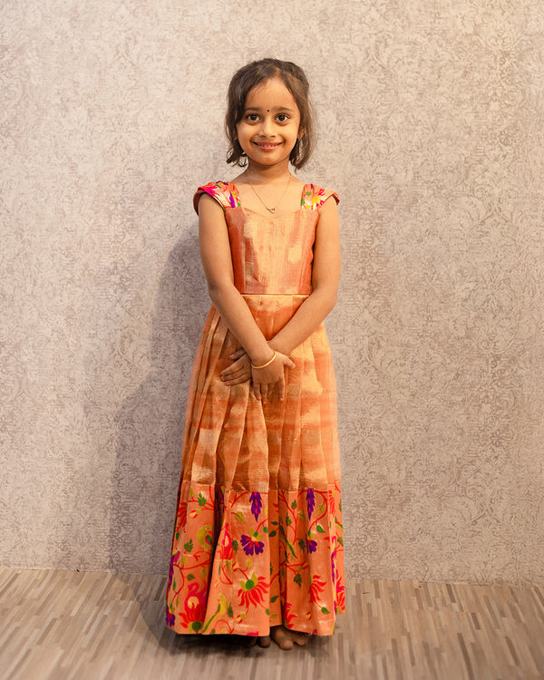 Tissue and paithani fusion frock