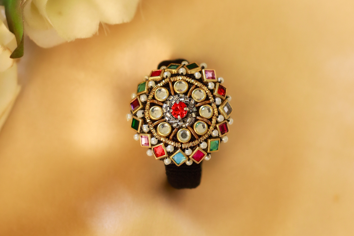 Stone Hair Rings Lotus Chakra Diamond Shape Stone Hair Band