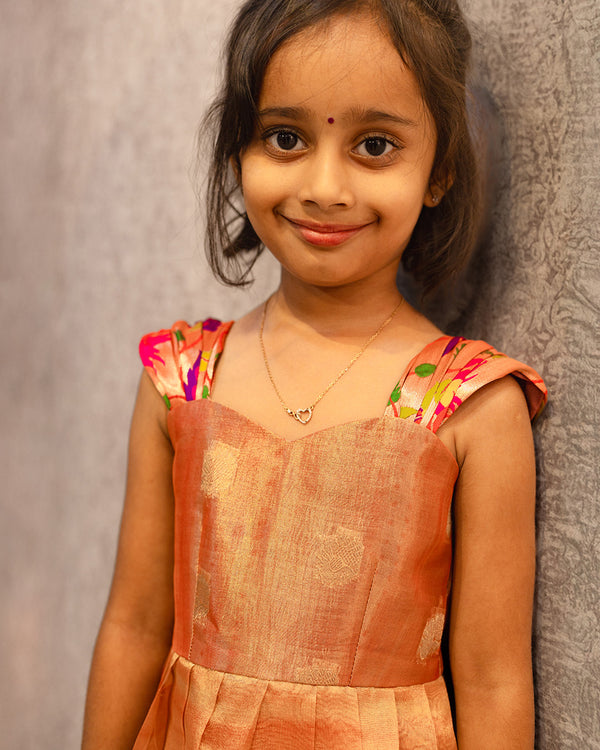 Tissue and paithani fusion frock