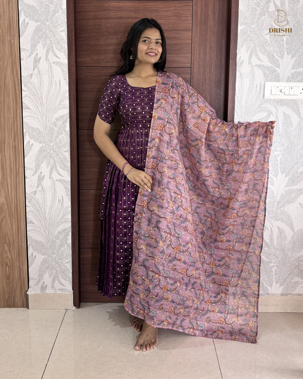Violet Veil Anarkali Set