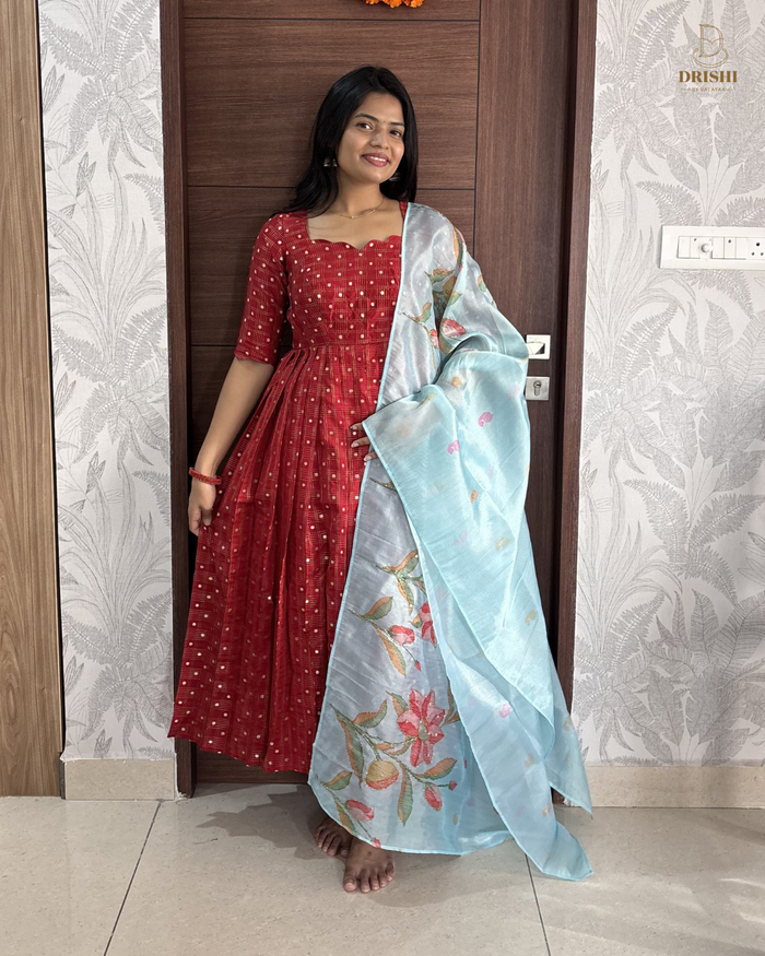 Cherry Banarasi Anarkali