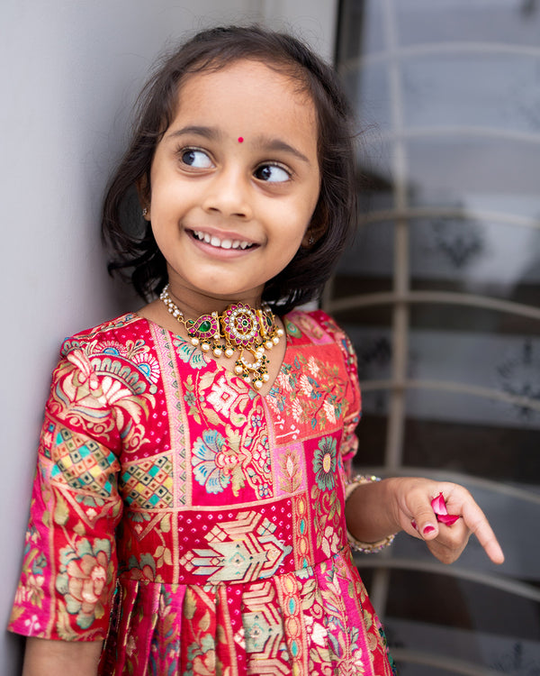 Bandhini silk top and tissue skirt - Customizable