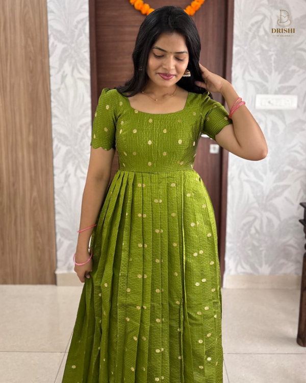 Olive Glow Banarasi Anarkali Set