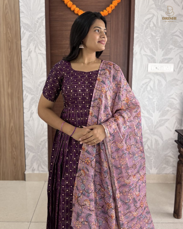 Violet Veil Anarkali Set