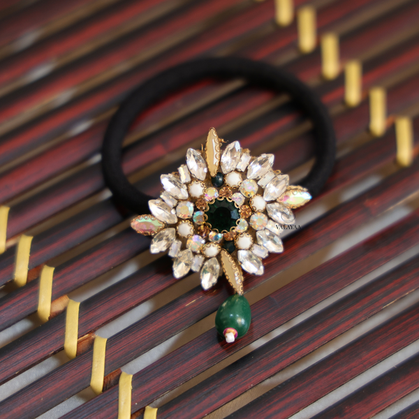 Emerald Crystal Bloom  Hair Band