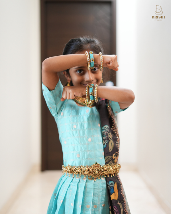 Aqua Bloom Kids Lehenga Set