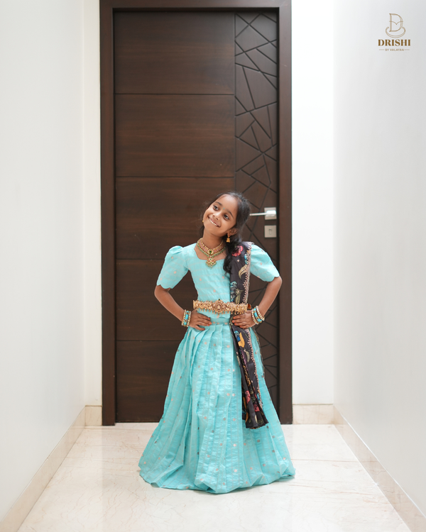 Aqua Bloom Kids Lehenga Set