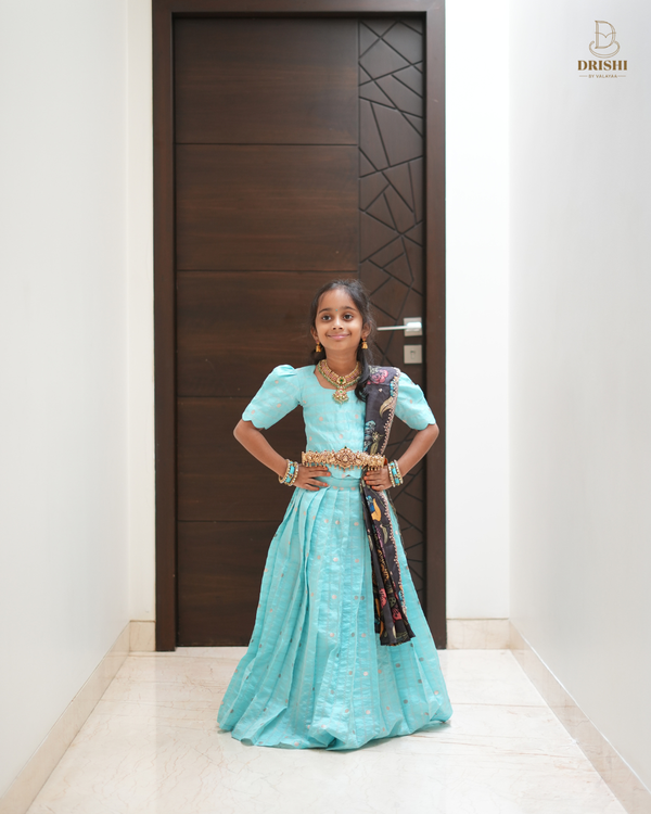 Aqua Bloom Kids Lehenga Set
