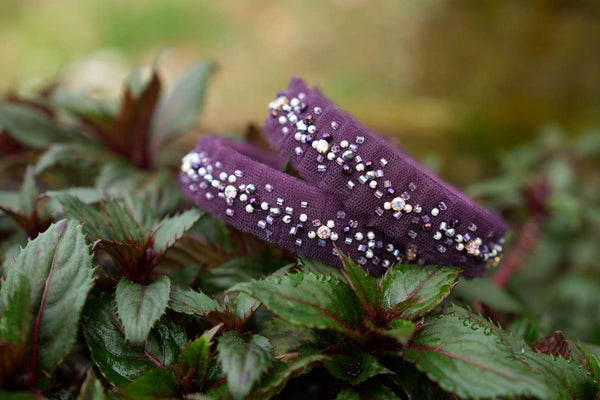 Netted Floral Crystal Bangles