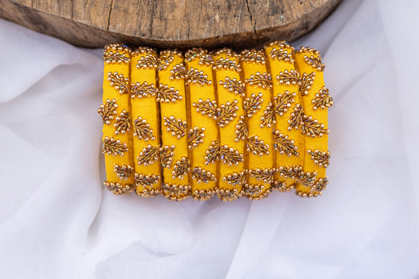 Bead And Leaf Pattern Bangles