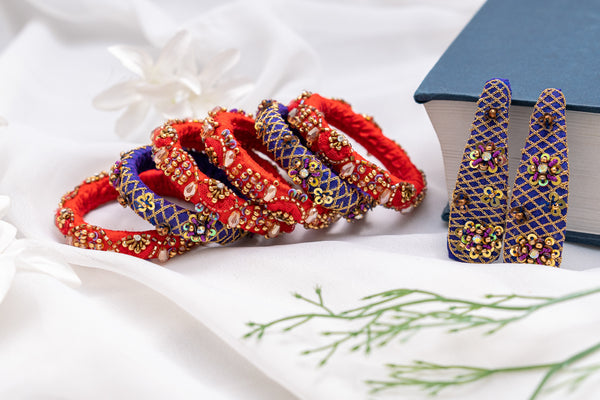 Criss Cross Patterned Bangles With Tic Tac Clips