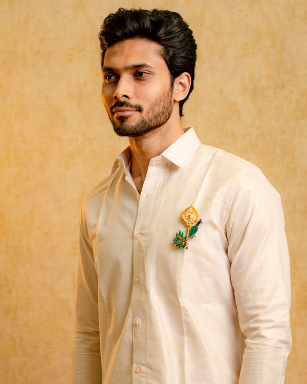 Muruga Vel Peacock Brooch