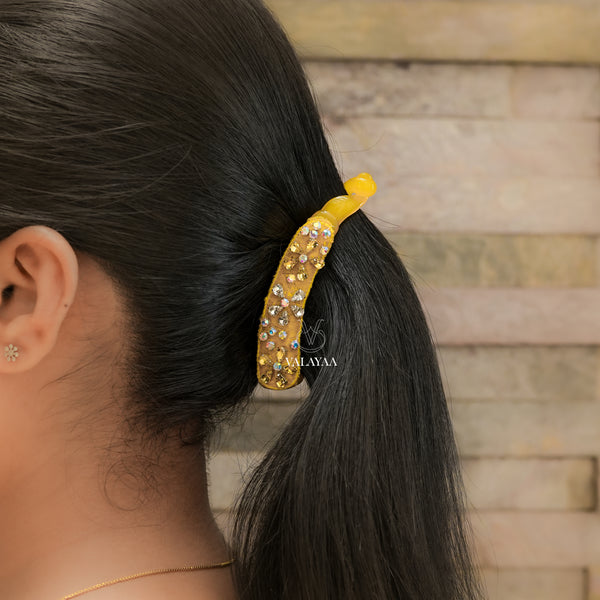 Yellow Embroidery Banana Clip