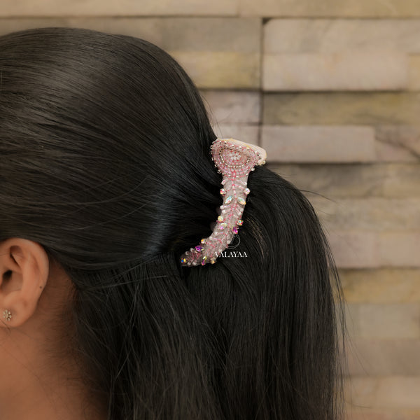 Blush Crystal Crocodile Clip