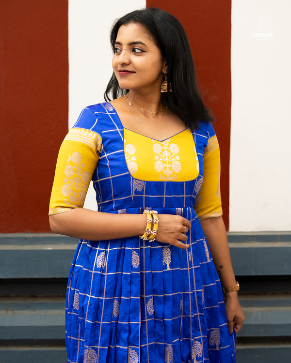 Royal Azure Checks Gown