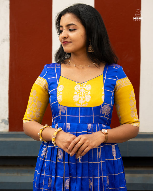 Royal Azure Checks Gown