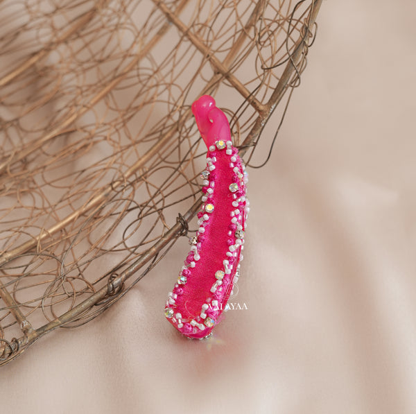Pink Embroidery Banana Clip