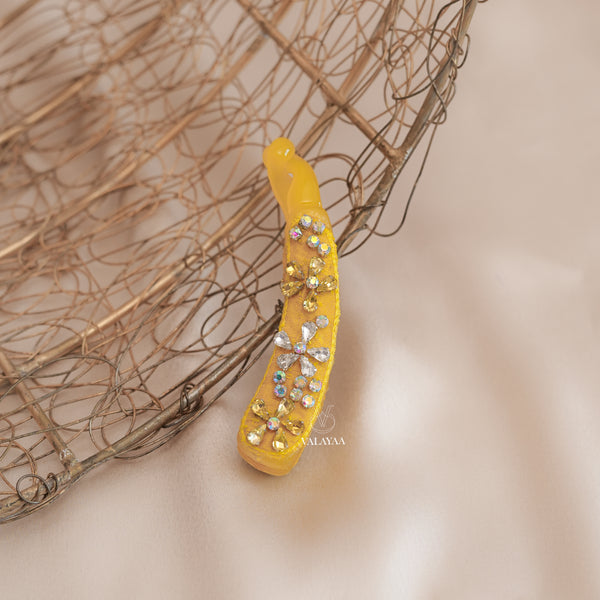 Yellow Embroidery Banana Clip
