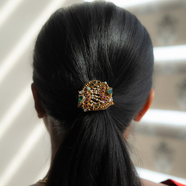 Navratna Pearl Crescent Hair Band