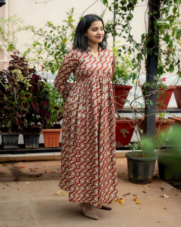 Rust Bloom Modal Silk Maxi Dress