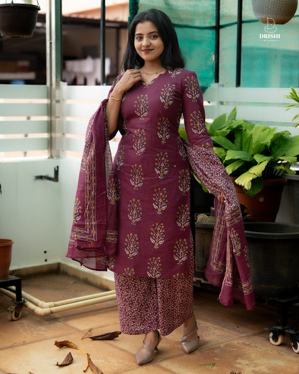 Wine Bloom Elegance Co-ord Set