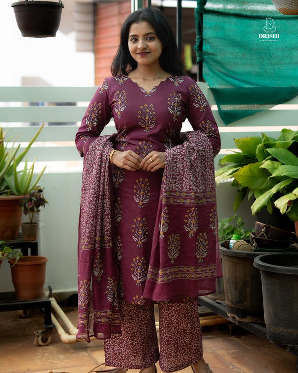 Wine Bloom Elegance Co-ord Set