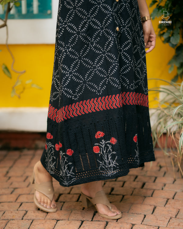 Midnight Bloom Button-Down Dress