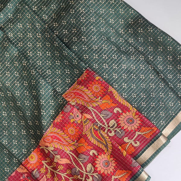 Kalamkari Borders on Assam Saree
