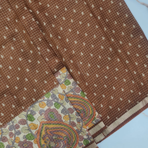 Kalamkari Borders on Assam Silk Saree