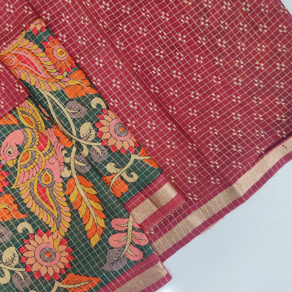 Kalamkari Borders on Assam Silk Saree