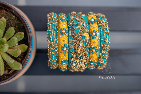 Peacock Design - Threaded Line Bangles