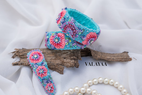 Floral Sequins Bangle With Tic Tac Clips