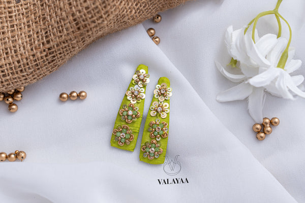 Sequin Zardozi Floral Work Tic Tac Clips