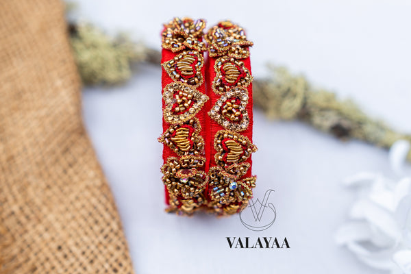 Heart Shaped Bead Work Bangles