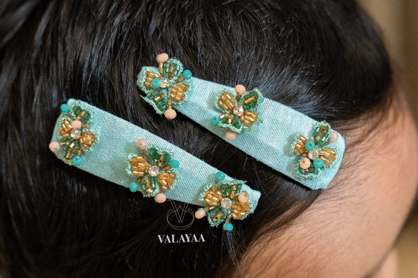 Sequin Floral Tick Tak Clips
