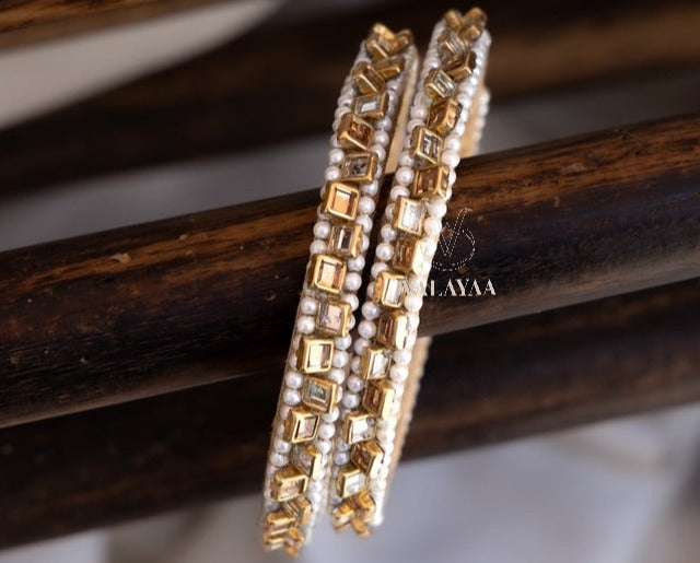 KUNDAN GOLD ZIGZAG BANGLES