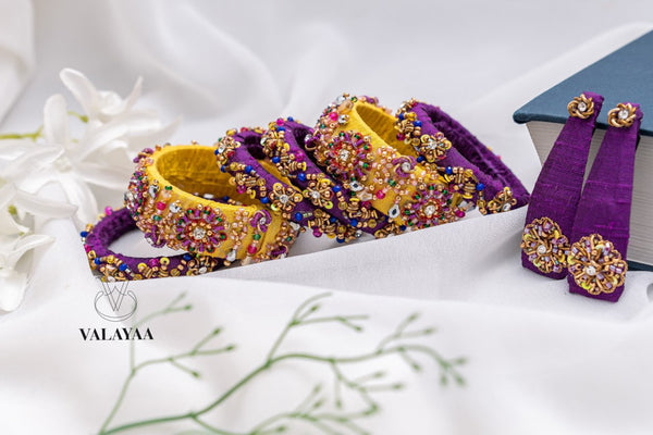 Floral And Creeper Work Bangle Wit Tic Tac Clips