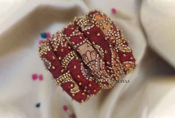 Kalamkari bangle paired with Mirror work corner bangle