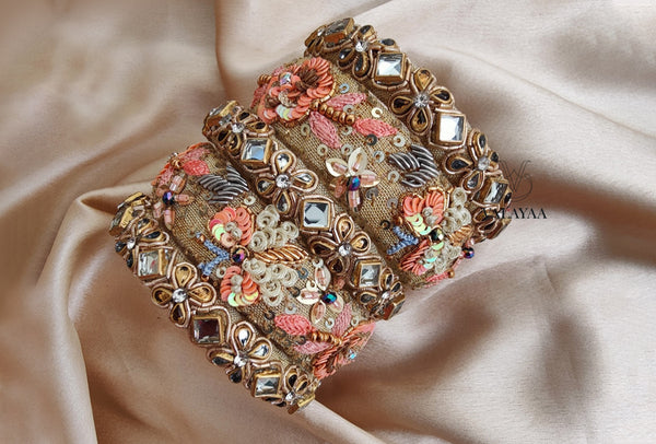 Sparkling Butterfly & Floral Stone Bangle