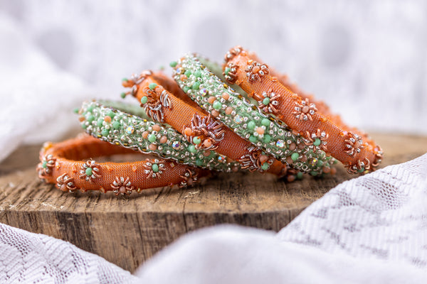 Floral Crystal Beads Bangle
