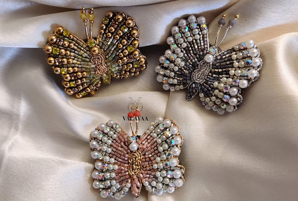 Beaded Butterfly Crocodile clip