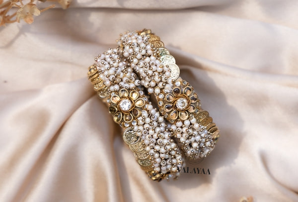 GOLD FLORAL COIN BANGLE